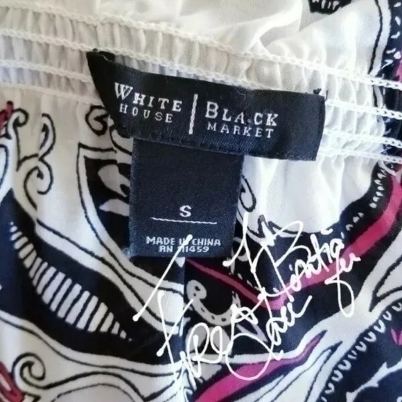 WHITE HOUSE BLACK MARKET TIE SHOULDER 100% SILK BLOUSE SZ S - Picture 9 of 9